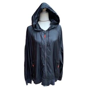 Old Navy Packable Windbreaker Jacket Size XXL Black Hooded Zip Up